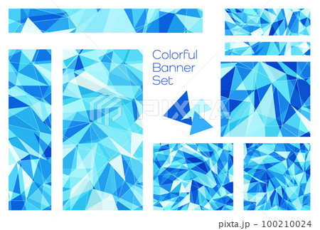 バナーセット_三角形モザイク_青 100210024