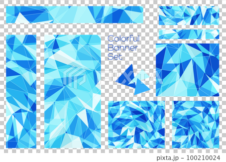 Banner set _ triangle mosaic _ blue 100210024