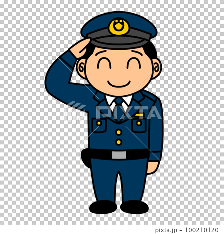 かわいい敬礼する警察官のイラスト かわいい敬礼する警察官のイラスト 100210120