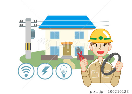 電気工事 住宅工事作業員男性 電気工事 住宅工事作業員男性 100210128