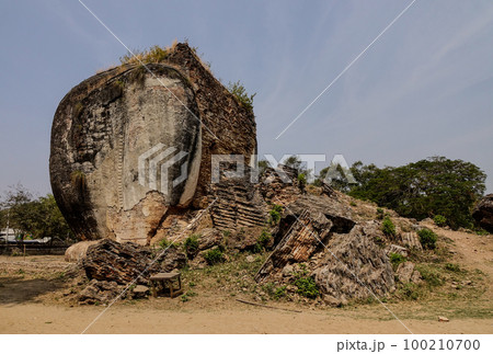 Ruined of elephant guardian statue Ruined of elephant guardian statue 100210700