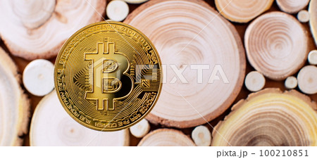 Gold bitcoins with Candle stick graph chart 100210851