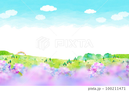 紫陽花の背景素材　バックイメージ 100211471