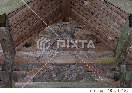 信州　安曇野　堀金の賀茂神社　浅川豊八の大隅流彫刻がみごとな本殿　江戸時代建造 100212187