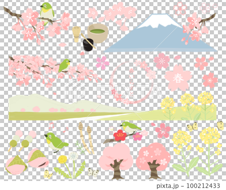 春を感じるイラストのセット 100212433