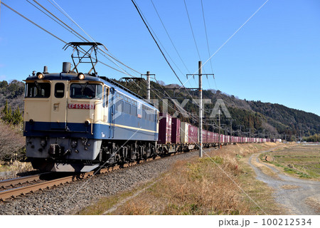 東海道本線を走るEF652087コンテナ貨物列車 100212534