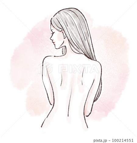 女性の背中/脱毛/ダイエット/ウエスト/くびれ/シェイプアップ/女性のイラスト素材 女性の背中/脱毛/ダイエット/ウエスト/くびれ/シェイプアップ/女性のイラスト素材 100214551