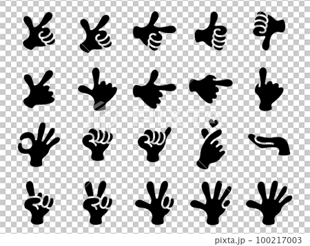 Hand sign icon set_black solid Hand sign icon set_black solid 100217003