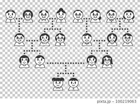 家譜圖：家庭和親戚圖標（黑色） 100219063