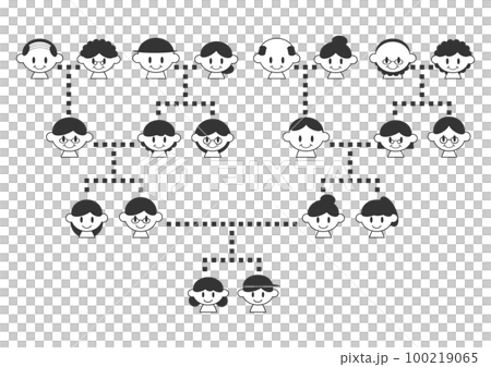 家系図のイラスト: 家族・親戚のアイコン （黒） 100219065