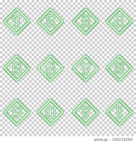 Green rhombus neon numbers set Green rhombus neon numbers set 100219264