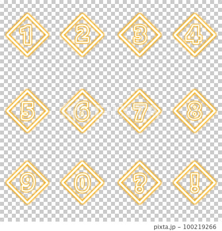 yellow rhombus neon numbers set 100219266