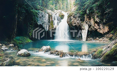 滝　滝つぼ　背景素材 100220129