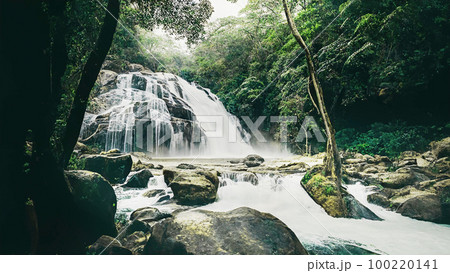 滝　滝つぼ　背景素材 100220141