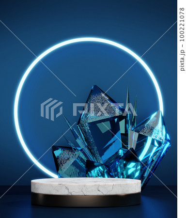 Blue Abstract geometric background, japanese style podium blue concept . 100221078