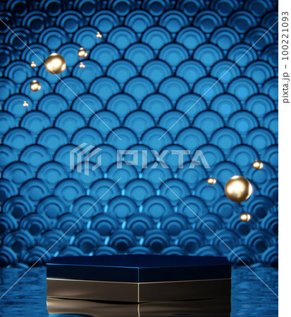 Blue Abstract geometric background, japanese style podium blue concept . 100221093