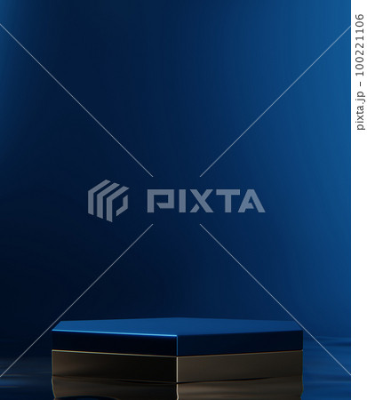 Blue Abstract geometric background, japanese style podium blue concept . 100221106