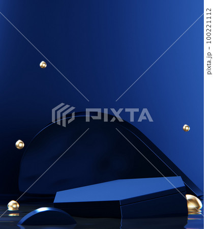Blue Abstract geometric background, japanese style podium blue concept . 100221112