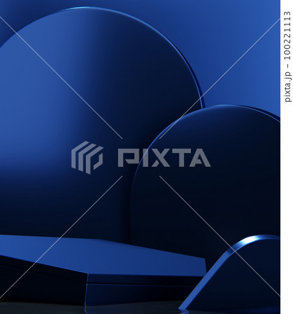 Blue Abstract geometric background, japanese style podium blue concept . 100221113