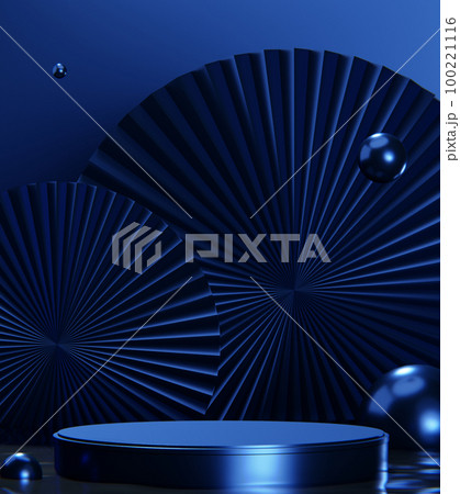 Blue Abstract geometric background, japanese style podium blue concept . 100221116