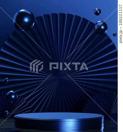 Blue Abstract geometric background, japanese style podium blue concept . 100221117