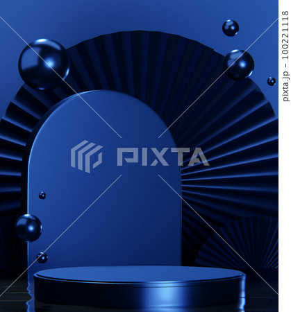 Blue Abstract geometric background, japanese style podium blue concept . 100221118