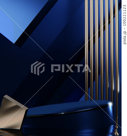 Blue Abstract geometric background, japanese style podium blue concept . 100221123