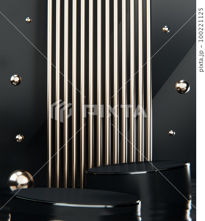 Fashion product background and stand black podium display with blank backdrops. Fashion product background and stand black podium display with blank backdrops. 100221125
