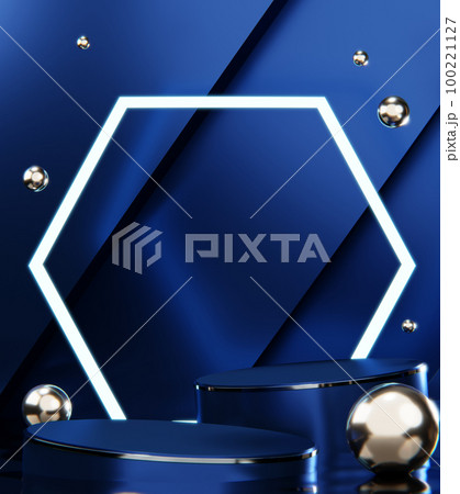 Blue Abstract geometric background, japanese style podium blue concept . Blue Abstract geometric background, japanese style podium blue concept . 100221127