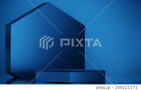 Blue Abstract geometric background, japanese style podium blue concept . 100221171