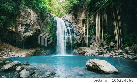 滝　滝つぼ　背景素材 100224966