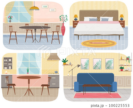 Flat design interior. Planning and arrangement of furniture in apartment. Living room. Home lifestyle. Style house 100225553