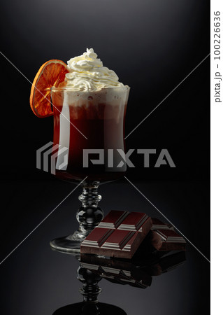 Chocolate cocktail with whipped cream. 100226636