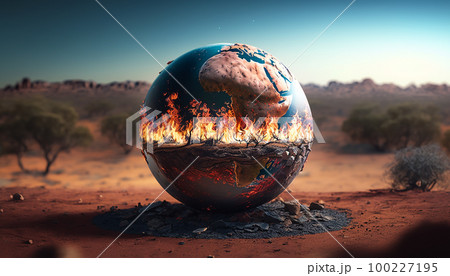 earth planet with forest fires and flames .environmental disaster in Australia.Generative Ai earth planet with forest fires and flames .environmental disaster in Australia.Generative Ai 100227195