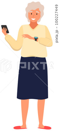 Old people play video game. Senior people with different gadgets. Oldster education on computer 100227449