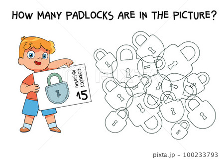 Count how many padlocks are hidden in the picture. How many items are in picture. Educational game for children Count how many padlocks are hidden in the picture. How many items are in picture. Educational game for children 100233793