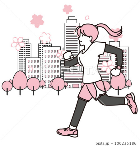 ジョギング　　春　新生活イメージ素材 100235186