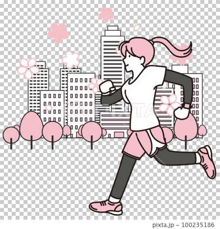 ジョギング　　春　新生活イメージ素材 100235186