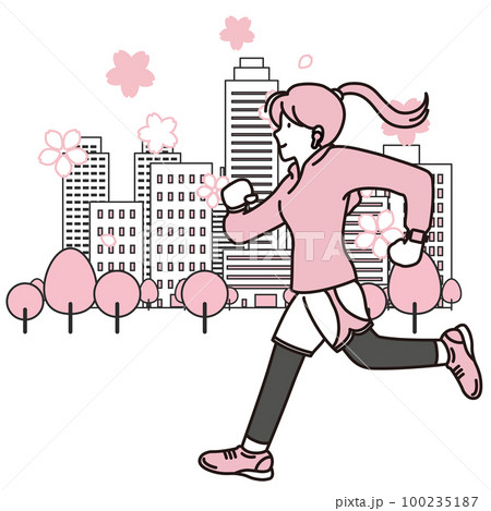 ジョギング　　春　新生活イメージ素材 100235187