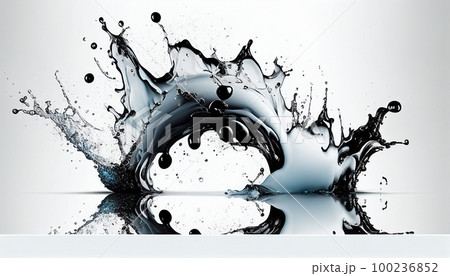 splash with splashes of pure transparent water on a white background. AI generated 100236852