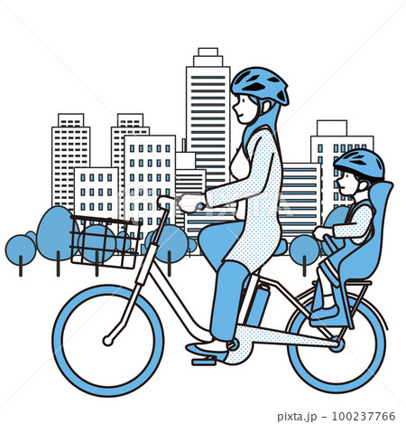 通園　通勤　電動自転車　イメージ素材 100237766