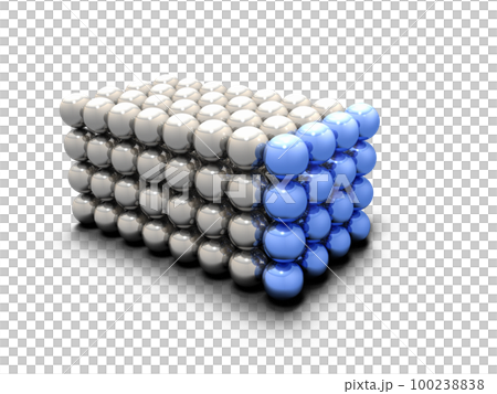 具有許多具有金屬光澤的排列球體的立方結構。 100238838