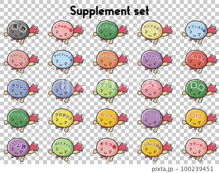 サプリメントのヒーローキャラクターイラストセット 100239451