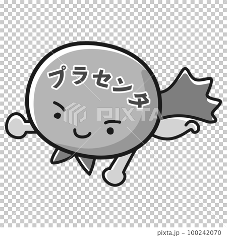 胎盤英雄人物插圖（黑白） 100242070