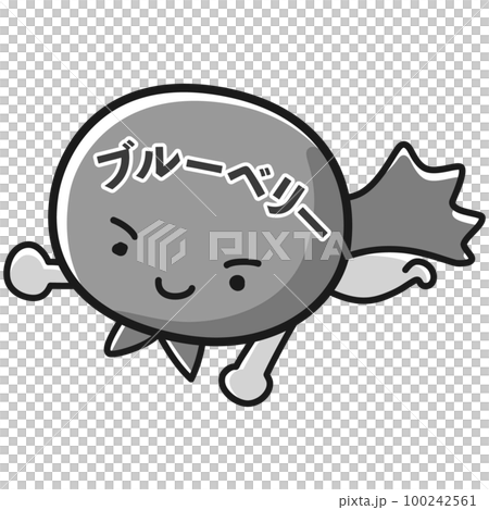 Blueberry hero character illustration (black and white) Blueberry hero character illustration (black and white) 100242561
