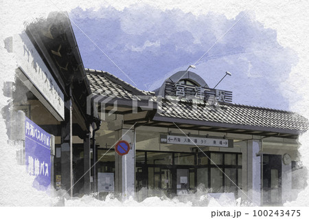 水彩画風　宮津　宮津駅　京都府宮津市 100243475