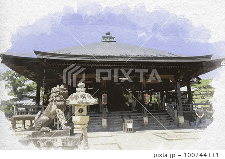 水彩画風 天橋立 智恩寺 文殊堂 京都府宮津市 水彩画風 天橋立 智恩寺 文殊堂 京都府宮津市 100244331