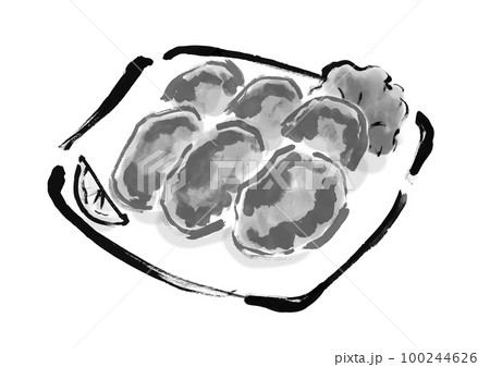 牛タンの手描き和風イラスト 100244626