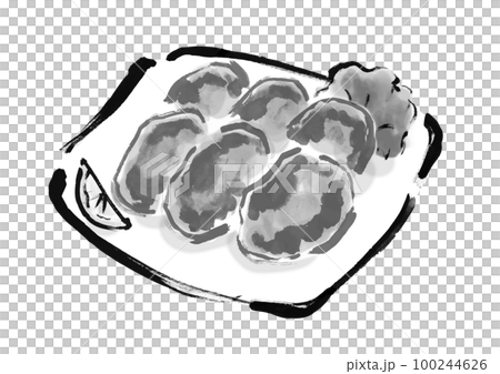 牛タンの手描き和風イラスト 100244626