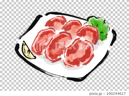 Hand drawn Japanese style illustration of beef tongue 100244627